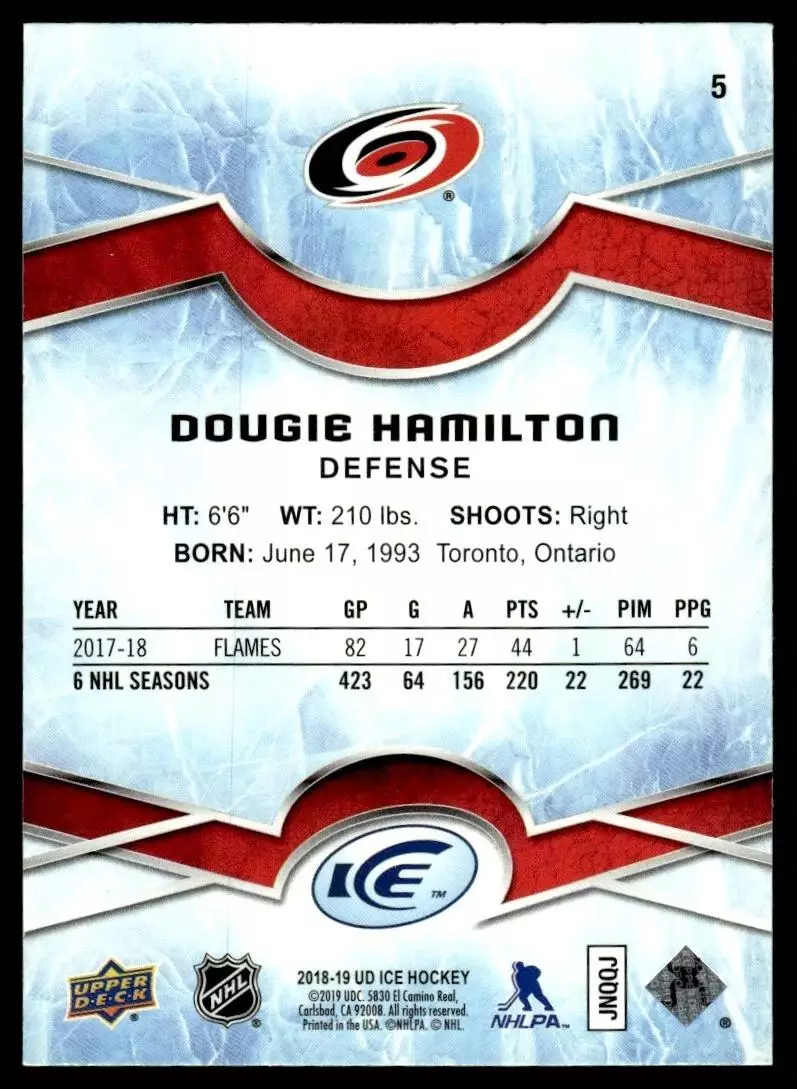2018-19 Upper Deck Ice Green #5 Dougie Hamilton 1