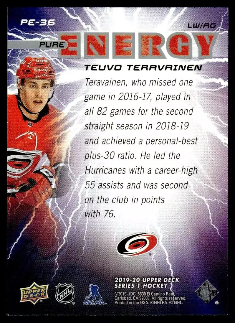 2019-20 Upper Deck Pure Energy #PE36 Teuvo Teravainen 1