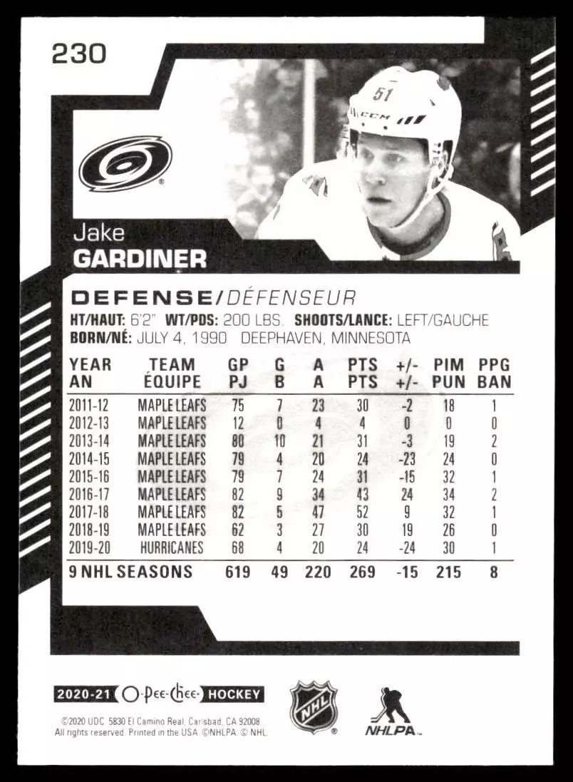 2020-21 O-Pee-Chee #230 Jake Gardiner 1