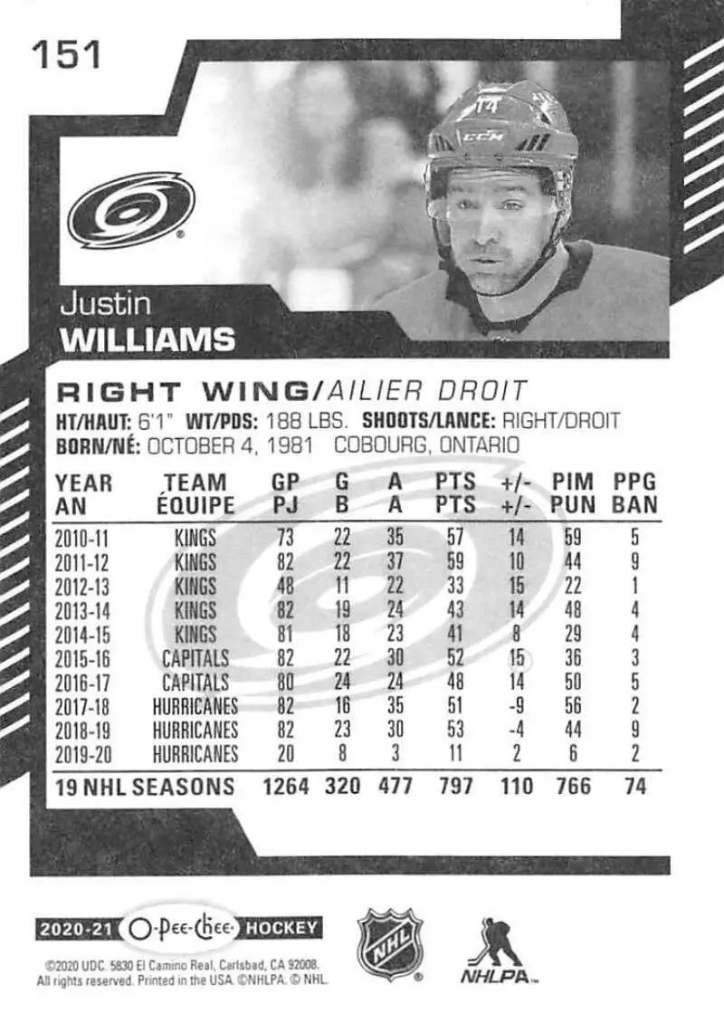2020-21 O-Pee-Chee #151 Justin Williams 1