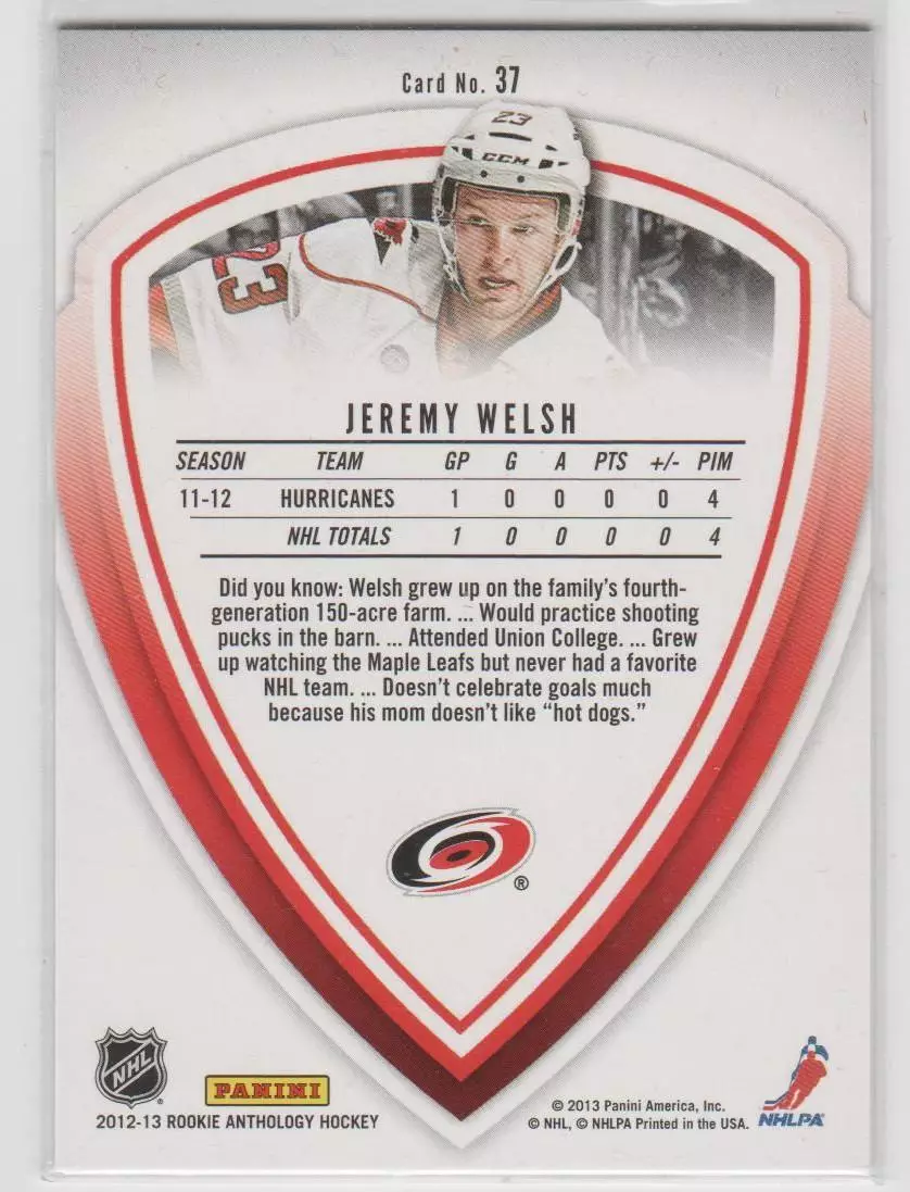 2012-13 Elite Rookies #37 Jeremy Welsh 1