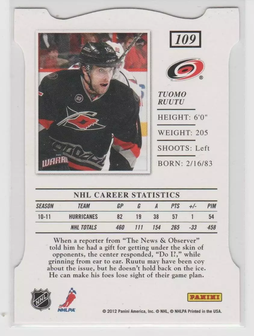 2011-12 Elite Aspirations #109 Tuomo Ruutu 1