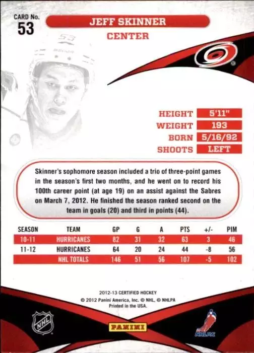 2012-13 Certified #53 Jeff Skinner 1