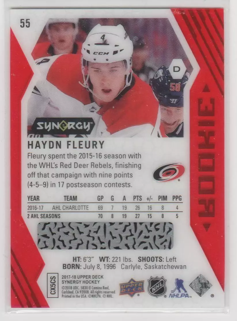 2017-18 Synergy Red Bounty #55 Haydn Fleury 1