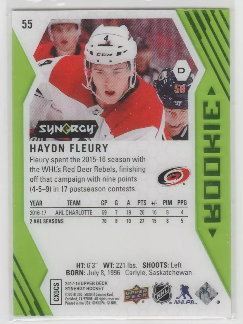 2017-18 Synergy Green #55 Haydn Fleury 1