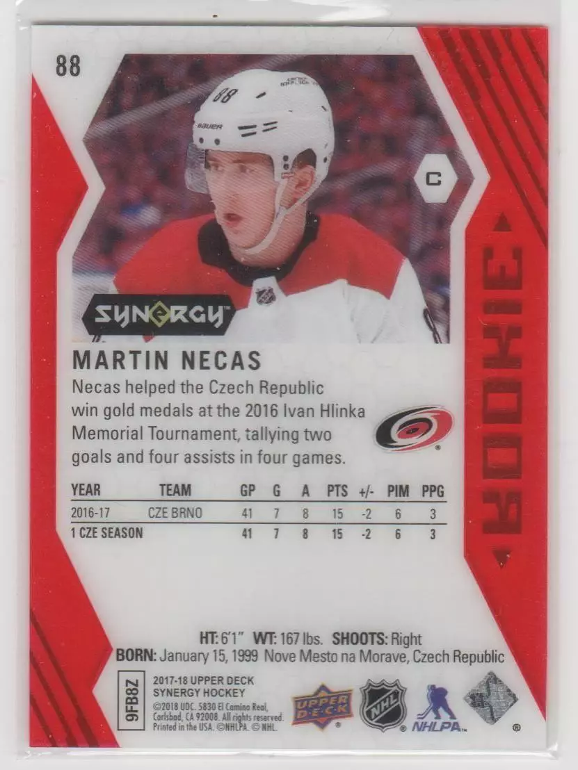2017-18 Synergy Red #88 Martin Necas 1