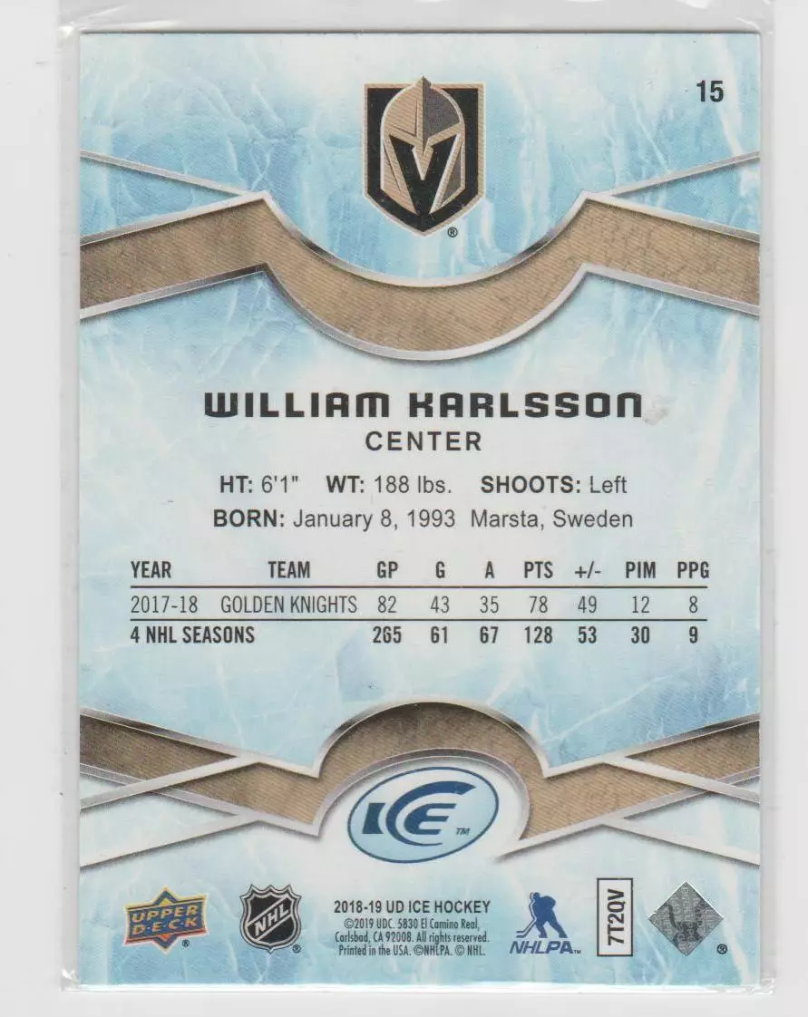 2018-19 Upper Deck Ice #15 William Karlsson 1