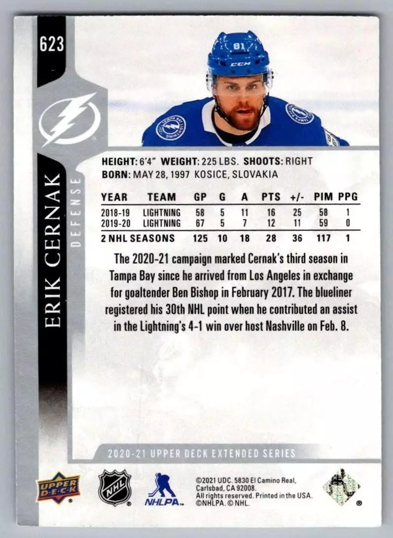 2020-21 Upper Deck #623 Erik Cernak 1