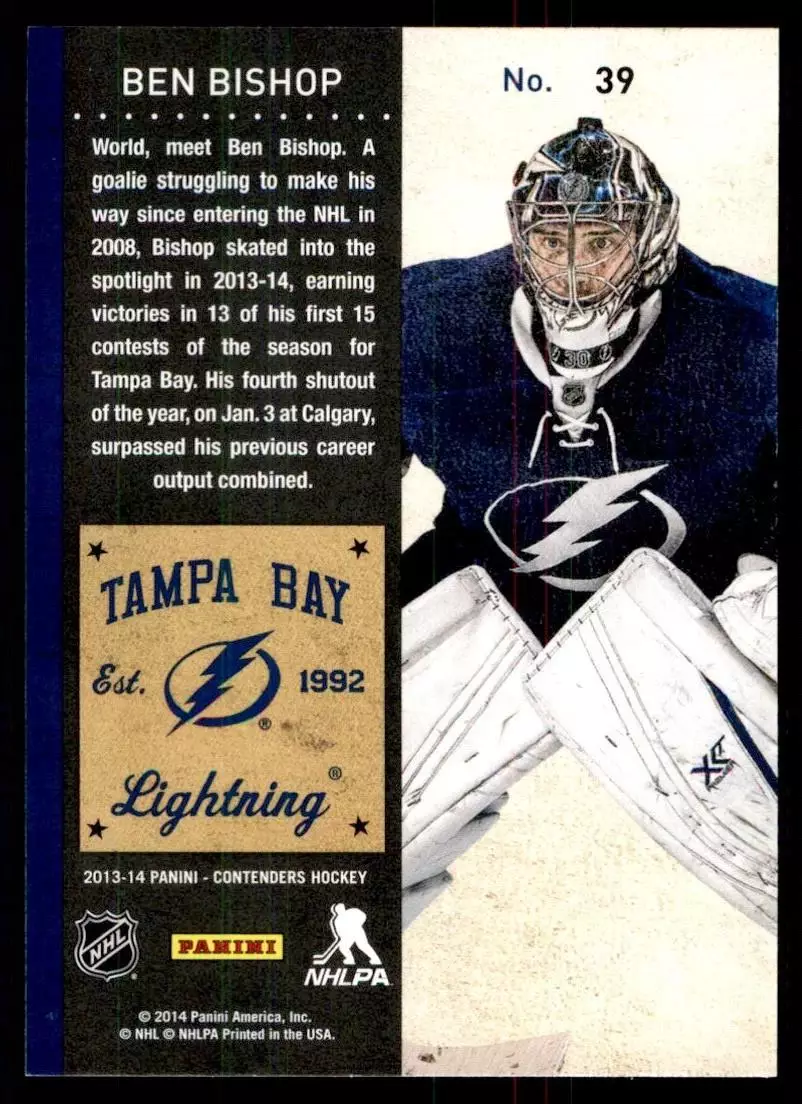 2013-14 Panini Contenders #39 Ben Bishop 1