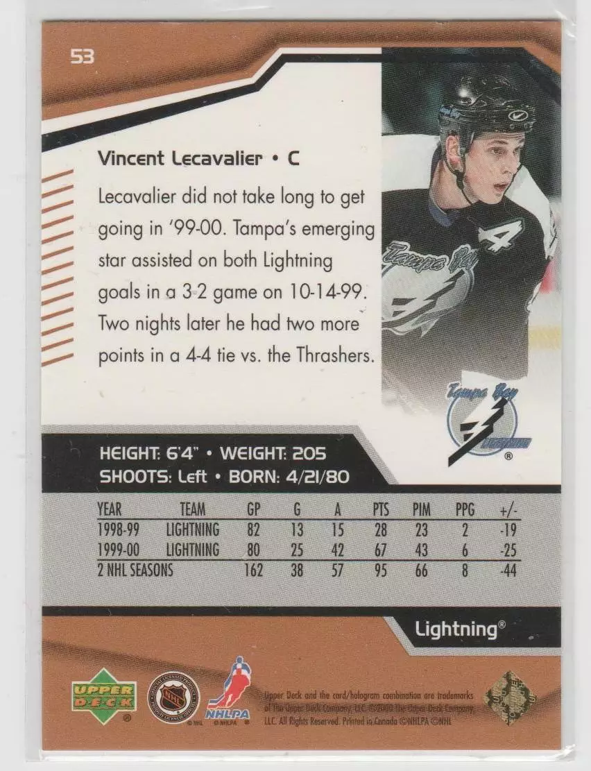 2000-01 Black Diamond #53 Vincent Lecavalier 1