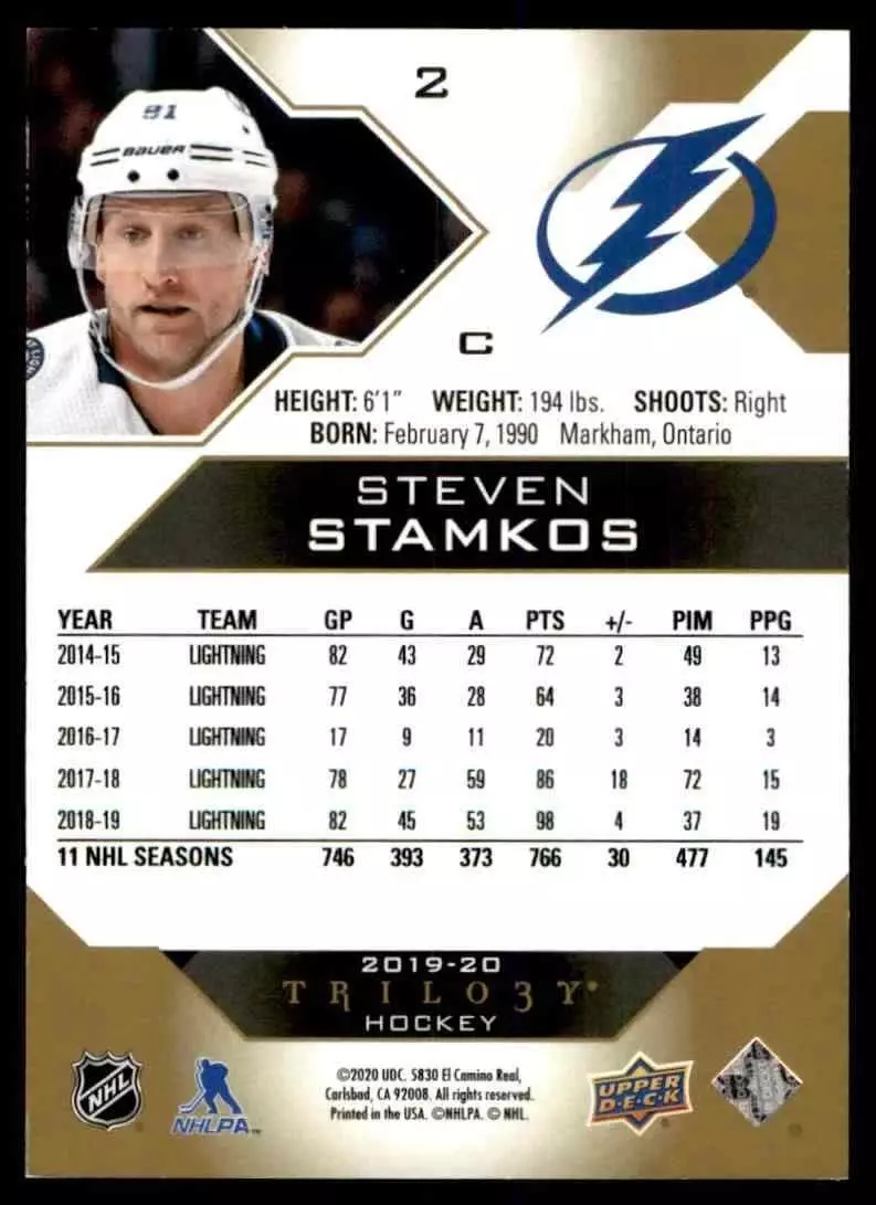 2019-20 Upper Deck Trilogy #2 Steven Stamkos 1