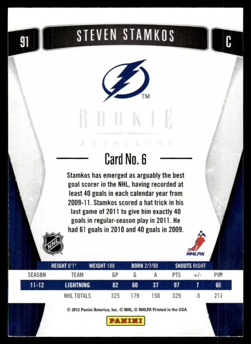 2011-12 Panini Rookie Anthology #6 Steven Stamkos 1