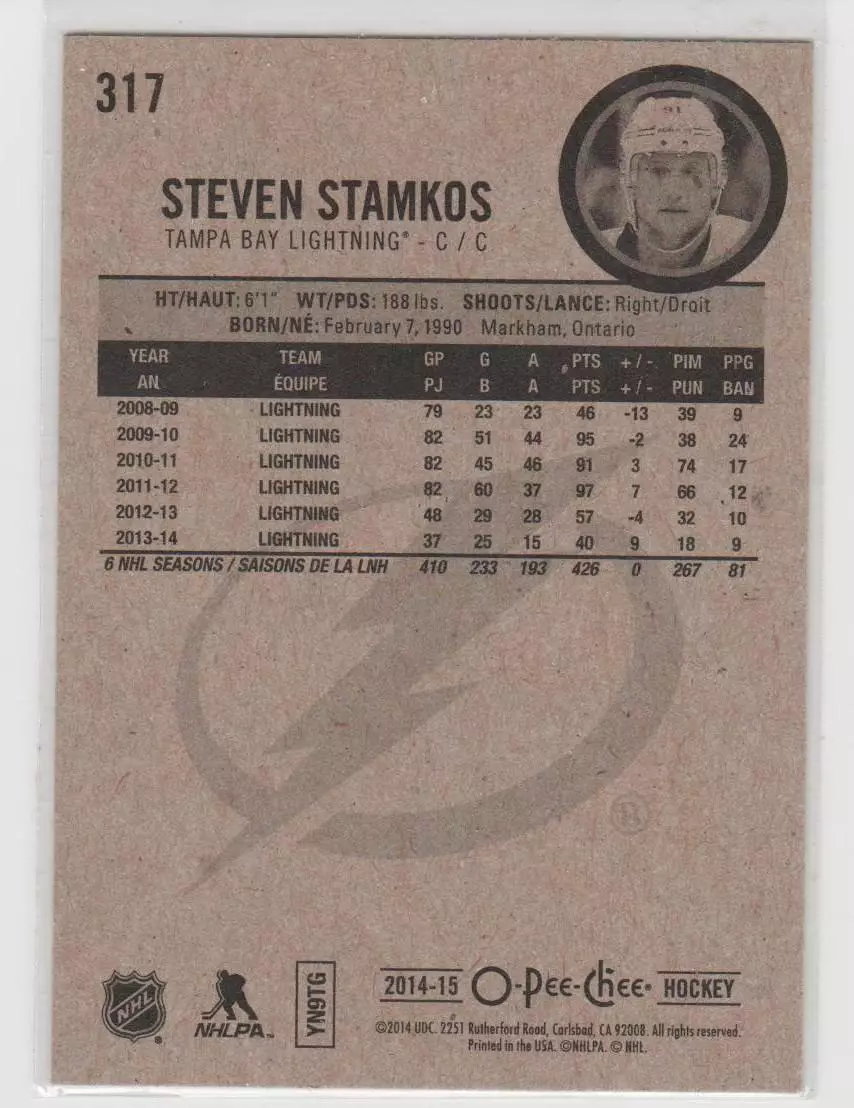 2014-15 O-Pee-Chee #317 Steven Stamkos 1