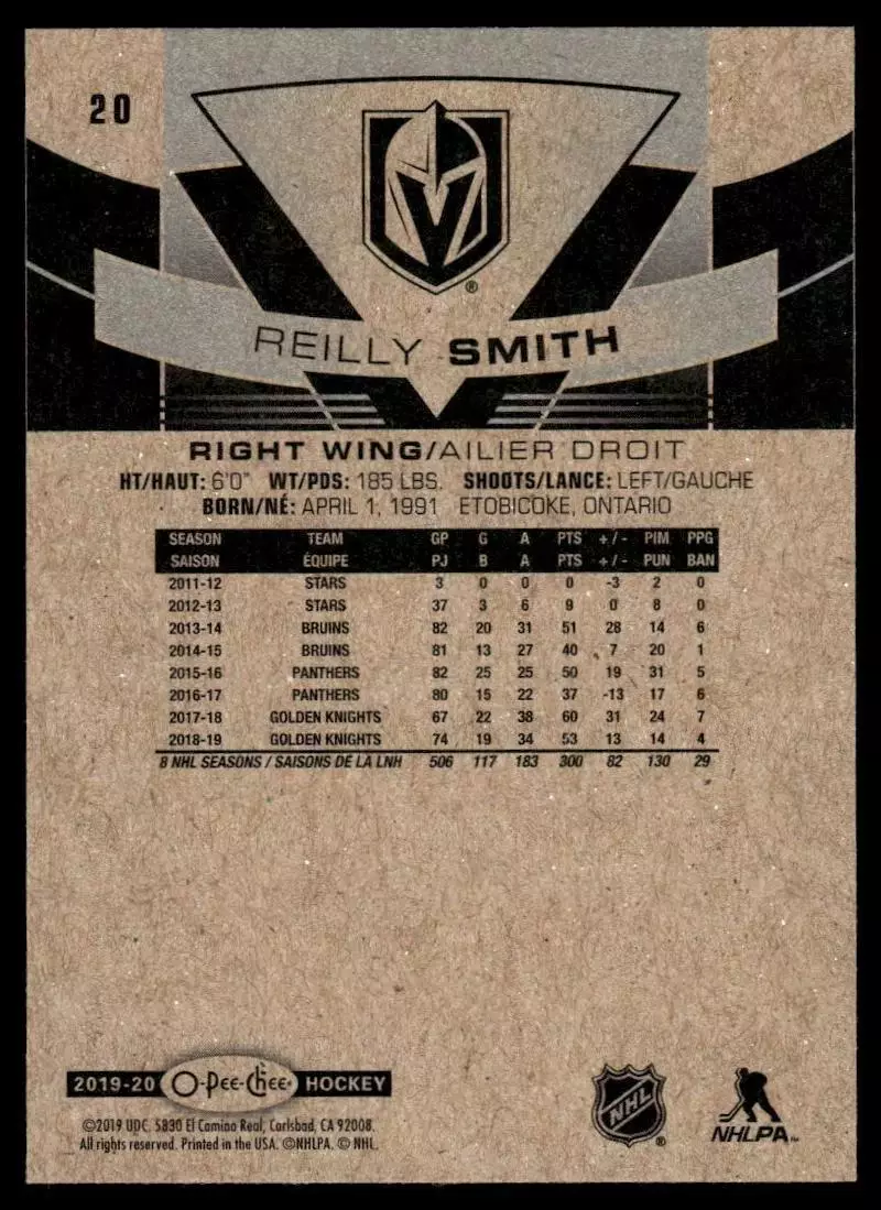 2019-20 O-Pee-Chee #20 Reilly Smith 1