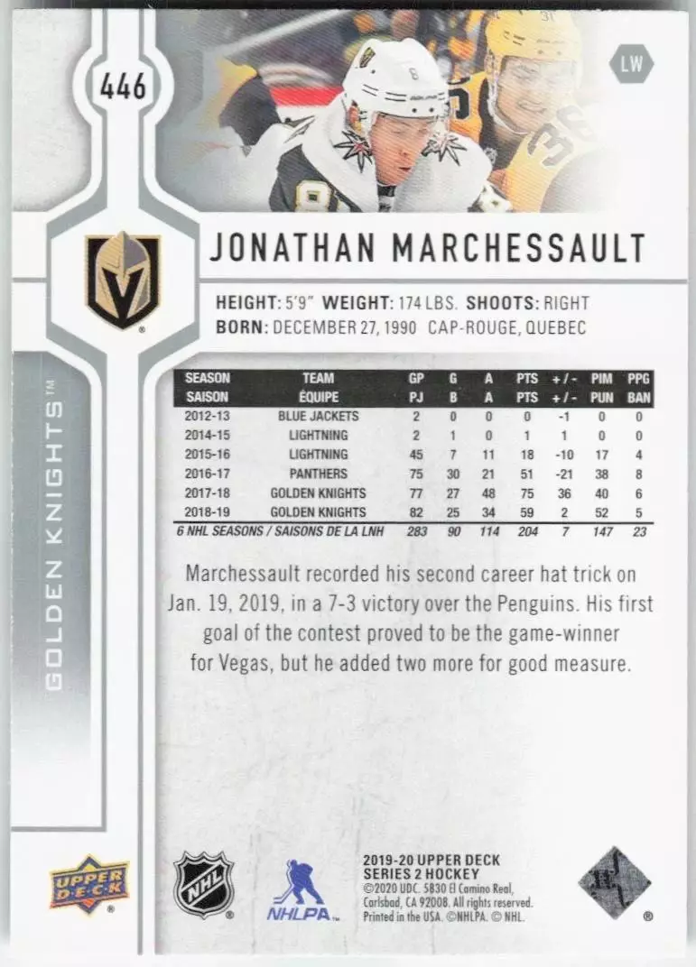 2019-20 Upper Deck #446 Jonathan Marchessault 1
