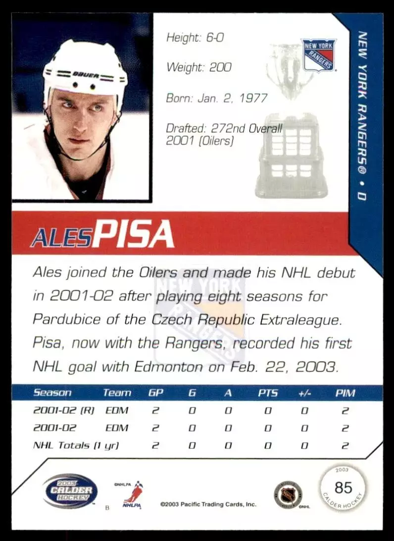 2002-03 Pacific Calder #85 Ales Pisa 1