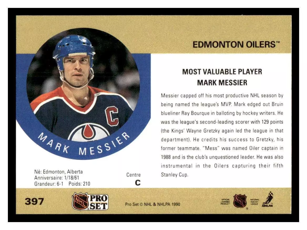 1990-91 Pro Set #397 Mark Messier MVP 1