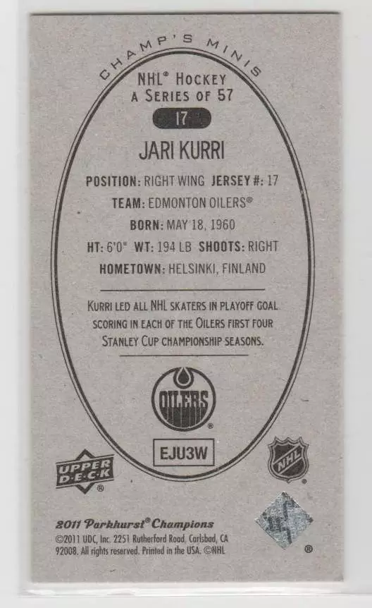 2011-12 Parkhurst Champions Champ's Mini #17 Jari Kurri 1