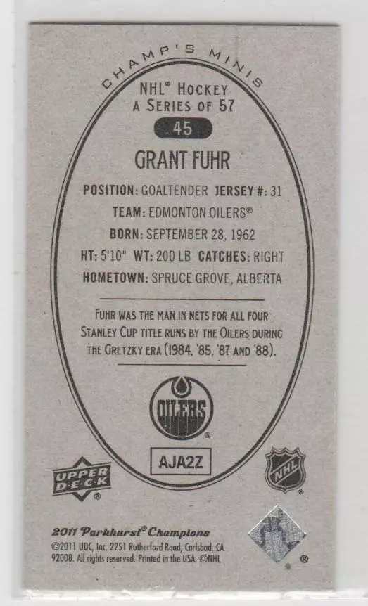 2011-12 Parkhurst Champions Champ's Mini #45 Grant Fuhr 1