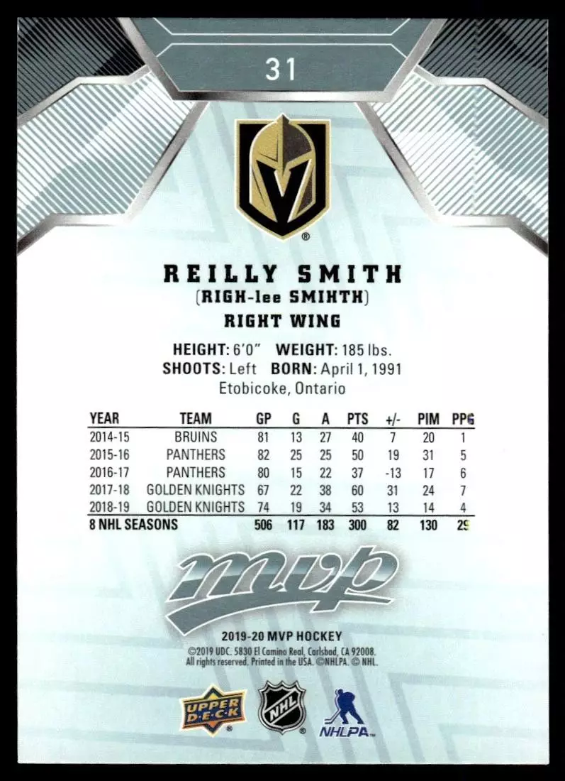 2019-20 Upper Deck MVP #31 Reilly Smith 1