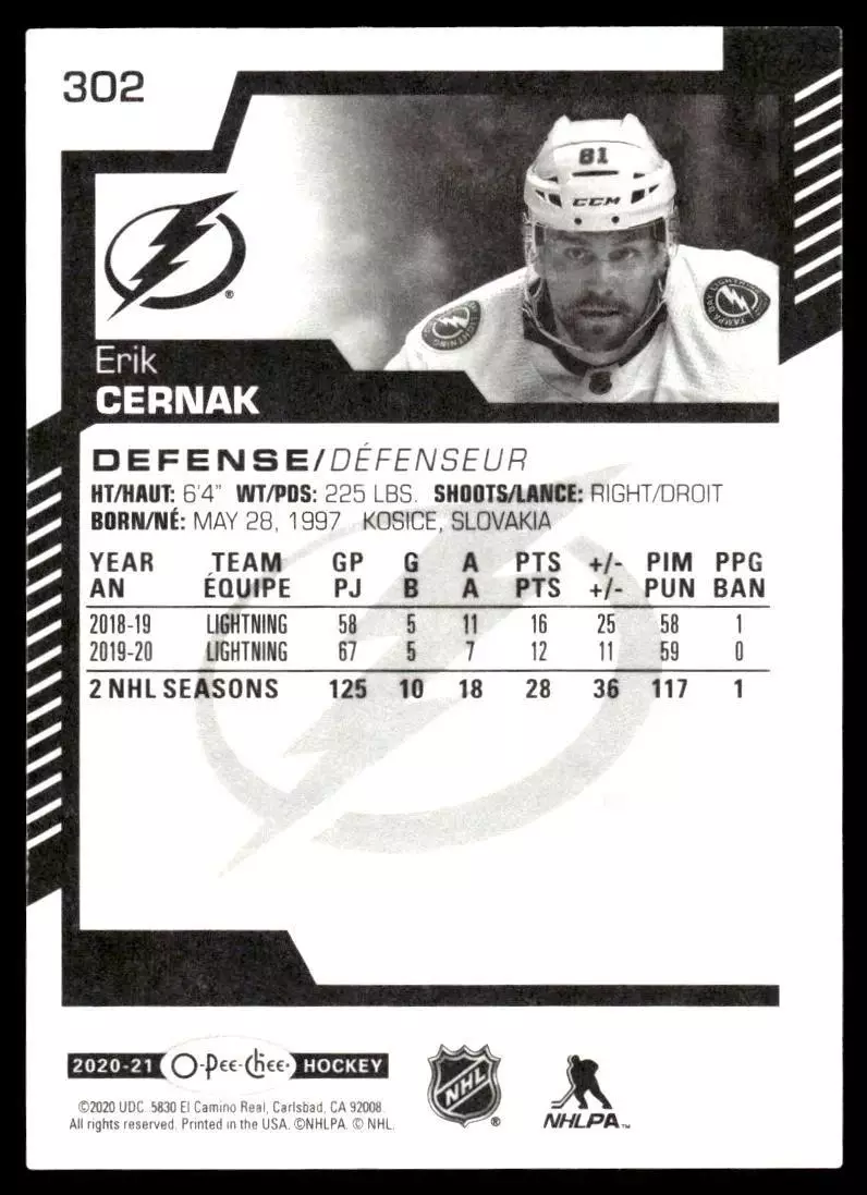 2020-21 O-Pee-Chee #302 Erik Cernak 1