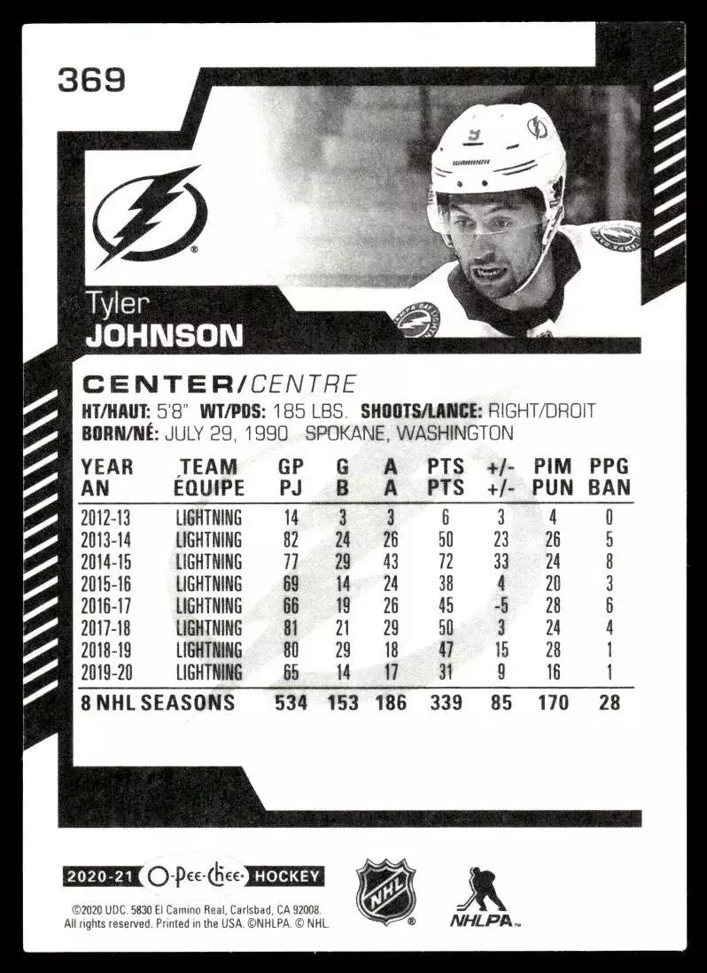 2020-21 O-Pee-Chee #369 Tyler Johnson 1