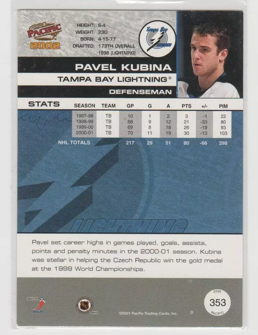 2001-02 Pacific #353 Pavel Kubina 1