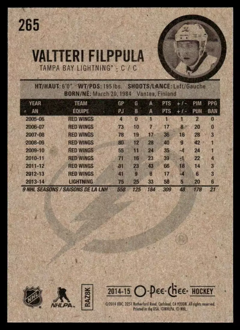 2014-15 O-Pee-Chee #265 Valtteri Filppula 1