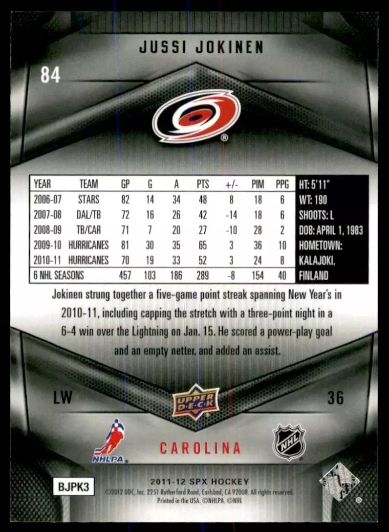 2011-12 SPx #84 Jussi Jokinen 1