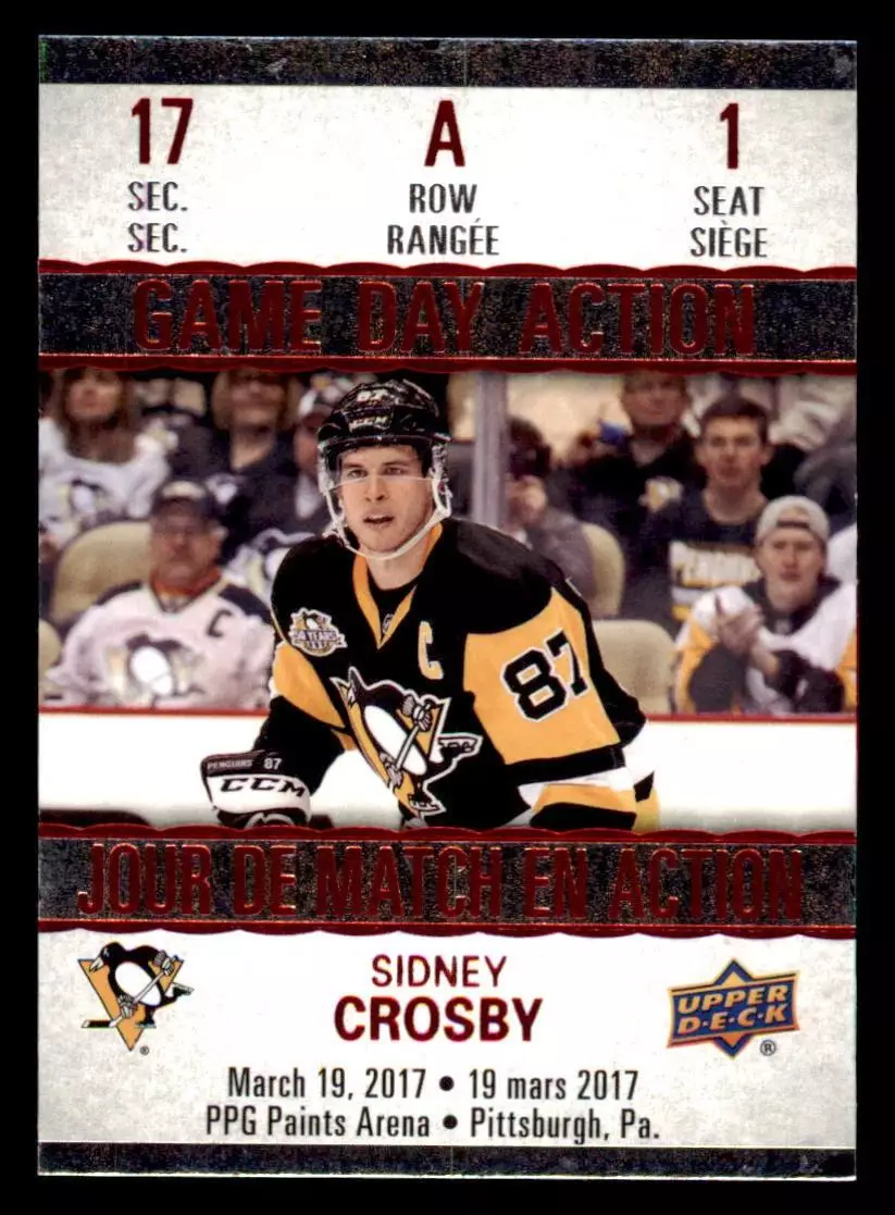 2017-18 Upper Deck Tim Hortons Game Day Action #GDA1 Sidney Crosby