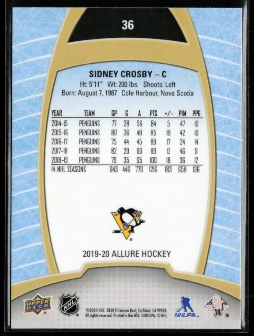 2019-20 Upper Deck Allure #36 Sidney Crosby 1