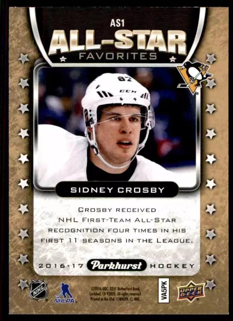 2016-17 Parkhurst All Star Favorites #AS1 Sidney Crosby 1