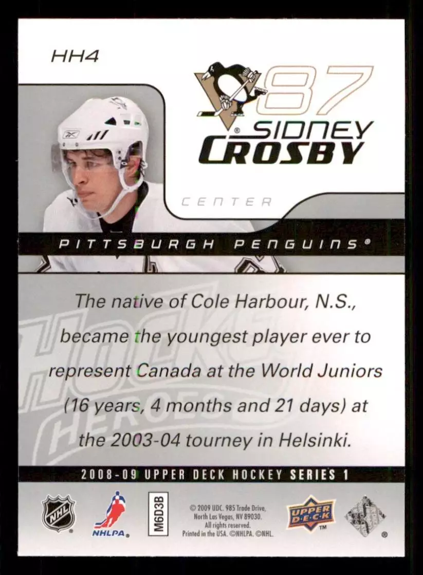 2008-09 Upper Deck Hockey Heroes Sidney Crosby #HH4 Sidney Crosby 1
