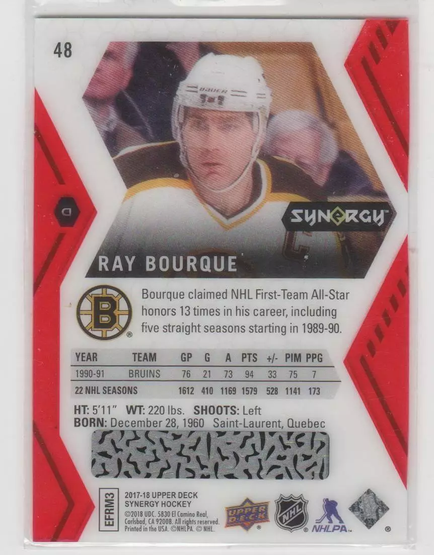 2017-18 Synergy Red Bounty #48 Ray Bourque 1