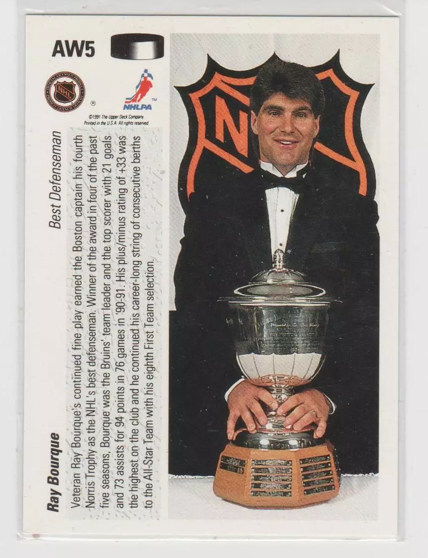 1991-92 Upper Deck Award Winner Holograms #AW5A Ray Bourque 1