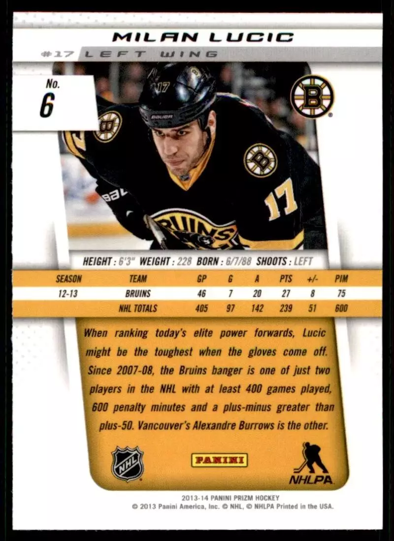 2013-14 Panini Prizm #6 Milan Lucic 1