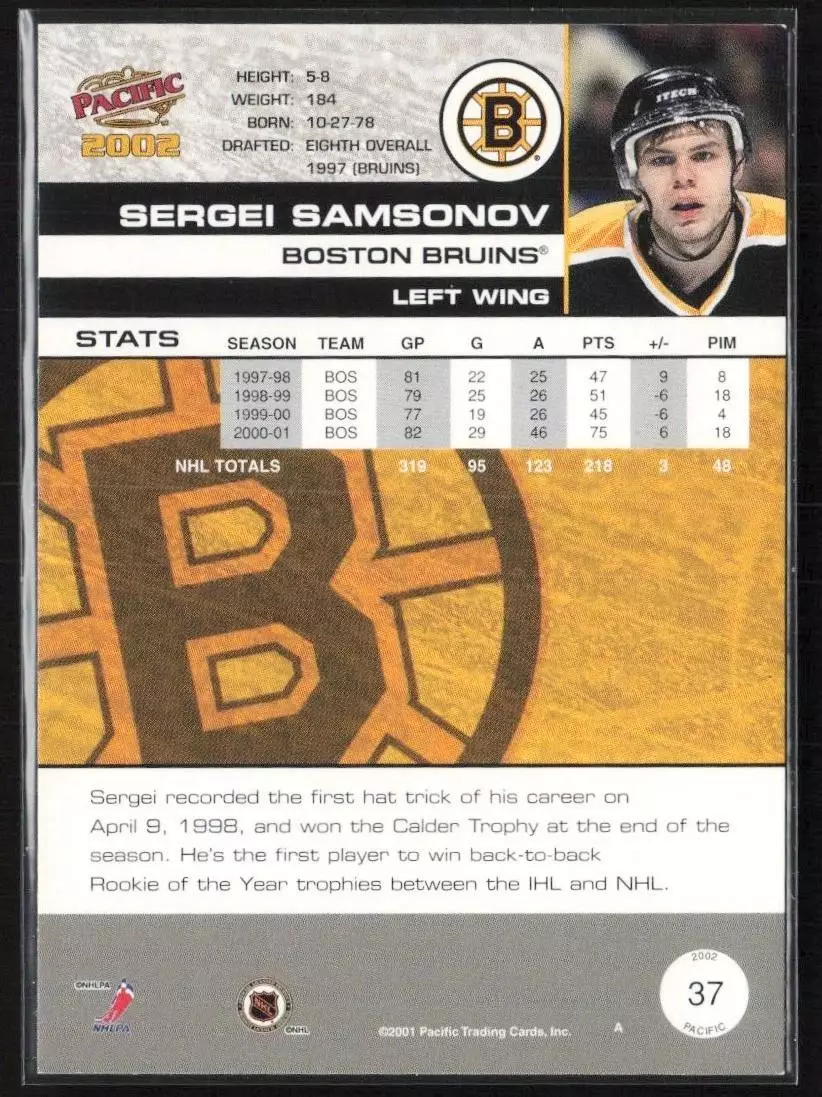 2001-02 Pacific #37 Sergei Samsonov 1