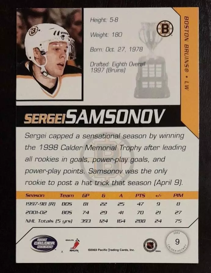 2002-03 Pacific Calder #9 Sergei Samsonov 1