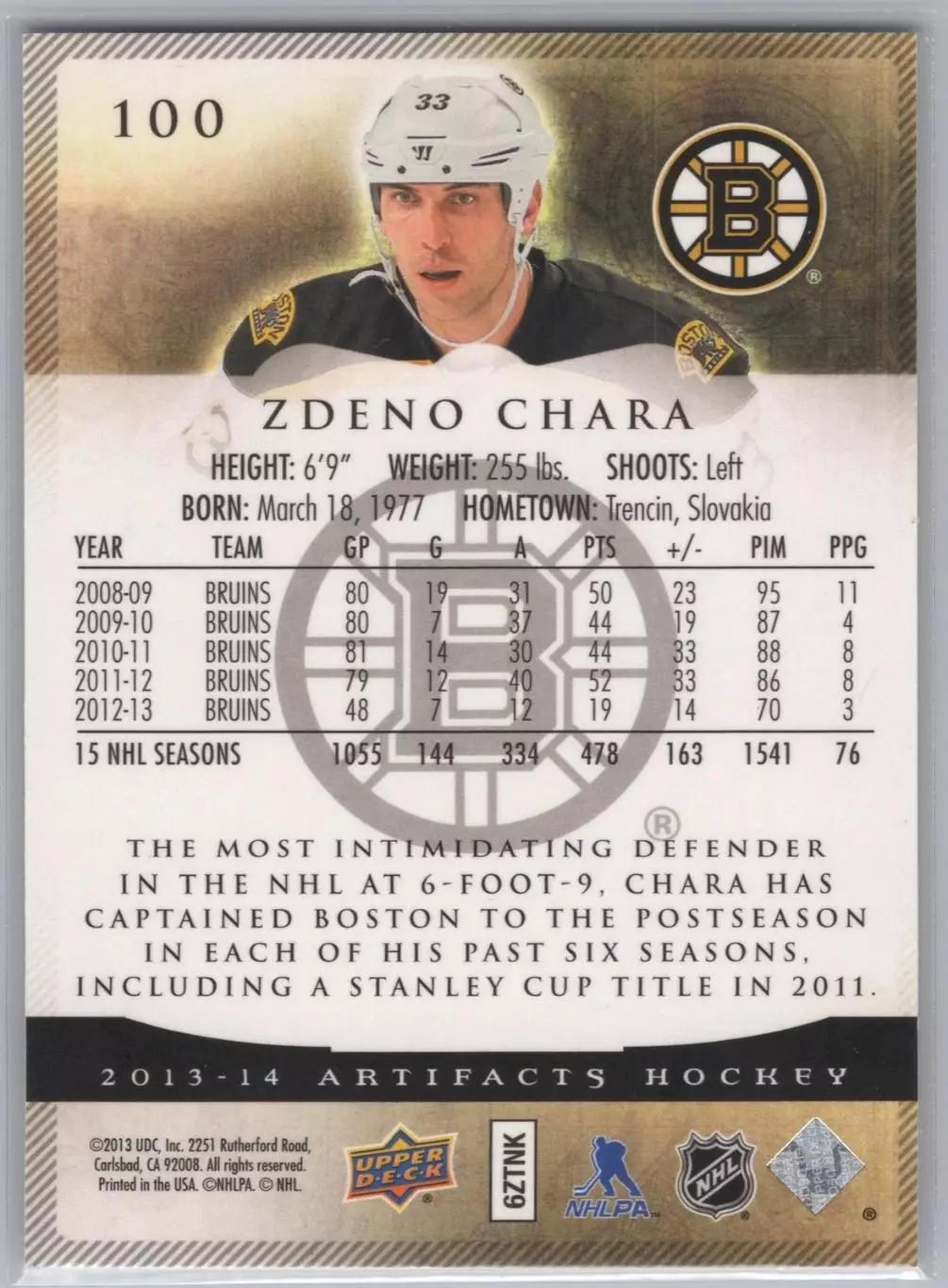 2013-14 Artifacts #100 Zdeno Chara 1