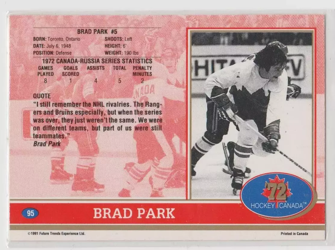 1991-92 Future Trends Canada '72 #95 Brad Park 1