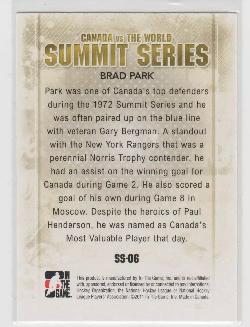 2011-12 ITG Canada vs The World Summit Series #SS06 Brad Park 1