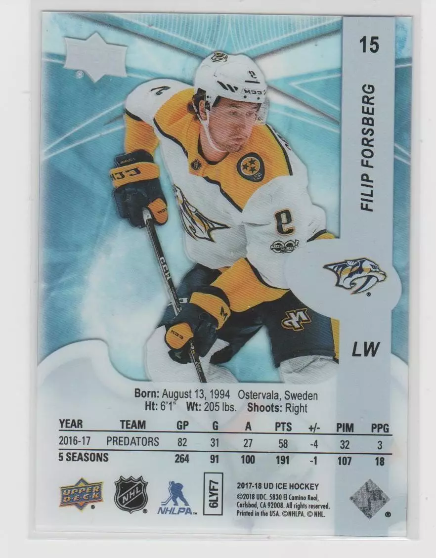 2017-18 Upper Deck Ice #15 Filip Forsberg 1