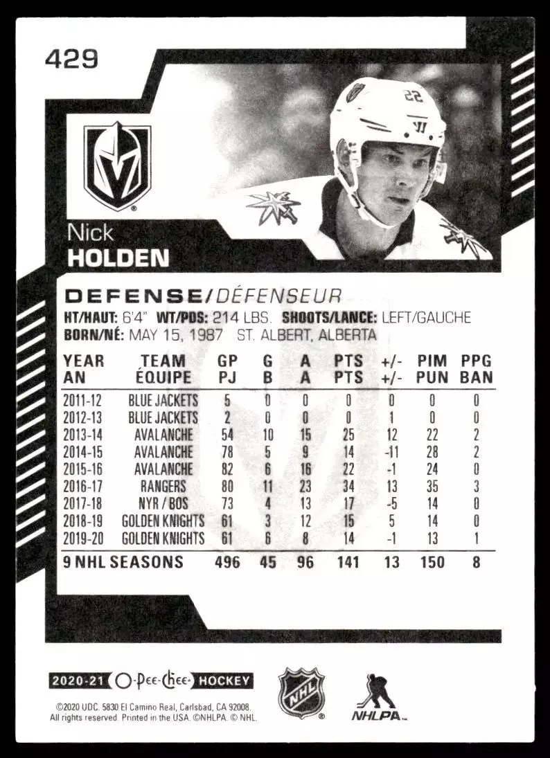2020-21 O-Pee-Chee #429 Nick Holden 1
