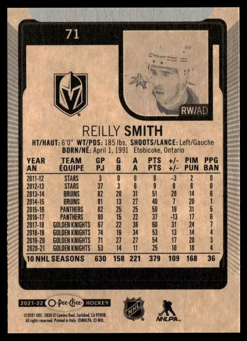 2021-22 O-Pee-Chee #71 Reilly Smith 1