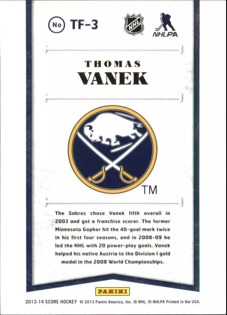 2013-14 Score Franchise #3 Thomas Vanek 1