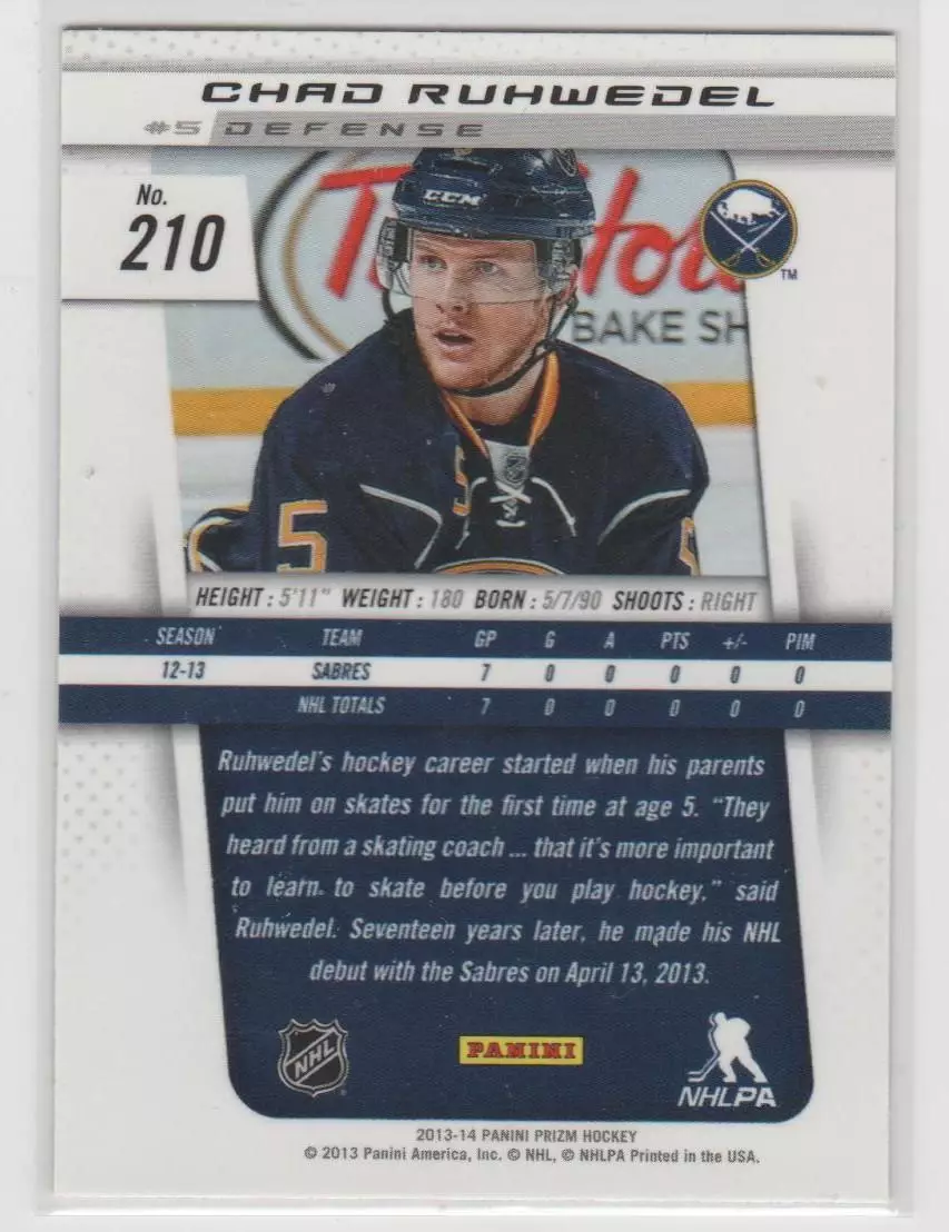 2013-14 Panini Prizm #210 Chad Ruhwedel RC 1