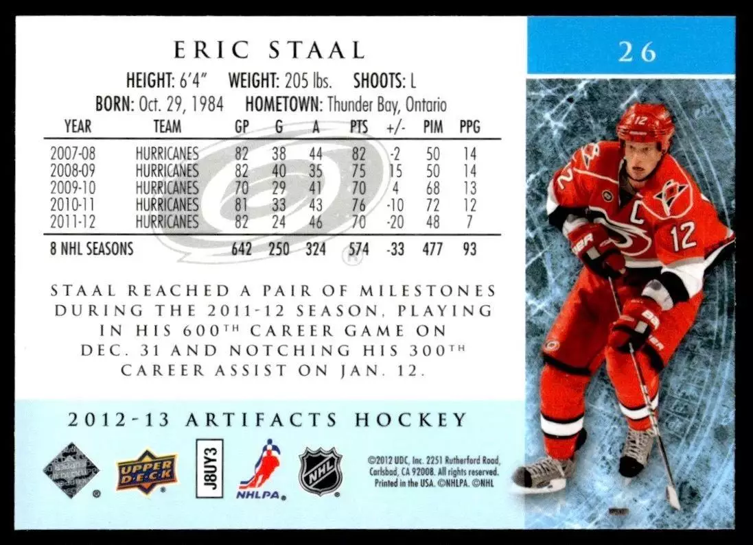 2012-13 Artifacts #26 Eric Staal 1