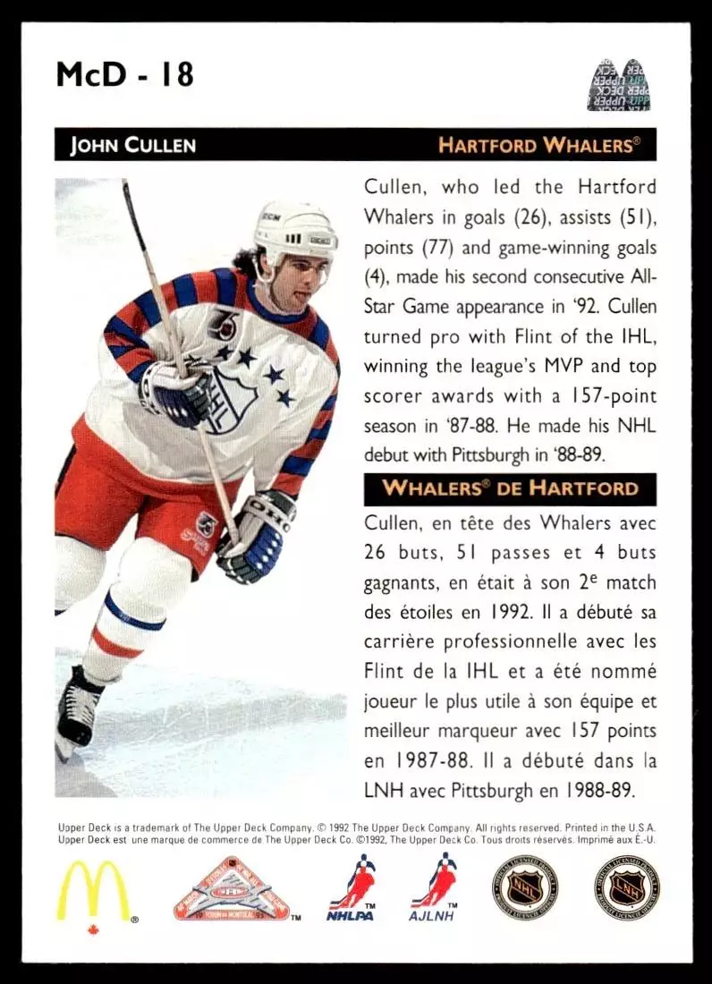 1992-93 McDonald's Upper Deck #18 John Cullen 1