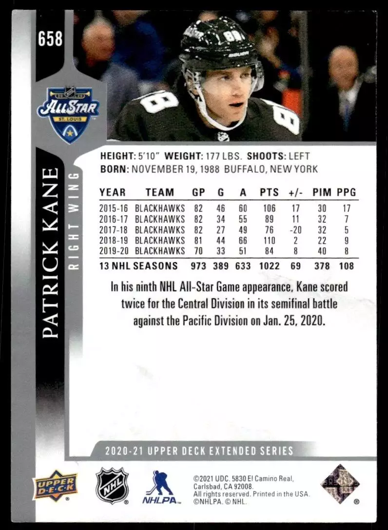 2020-21 Upper Deck #658 Patrick Kane AS 1