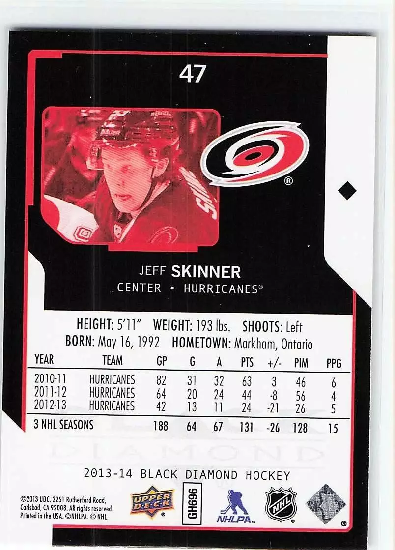 2013-14 Black Diamond #47 Jeff Skinner 1